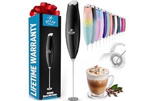 Milk Frothers - Zulay Kitchen Milk Frother Wand Drink Mixer - Durable, Proprietary Z Motor Max - Handheld Frother Electric Whisk, Milk Foamer, Mini Blender and Electric Mixer Coffee Frother for Matcha - Black