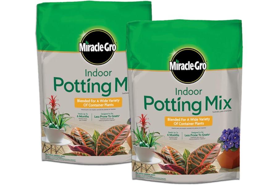 Garden Soil - Miracle-Gro Indoor Potting Mix 6 qt., Grows beautiful Houseplants, 2-Pack