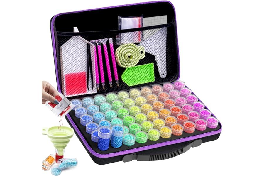 Diamond Painting Tools & Accessories - ARTDOT Diamond Painting Storage Boxes, 60 Slots Bead Storage with 5D Diamond Art Accessories and Tools Kit