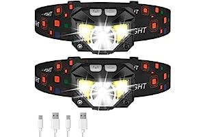 Headlamps - LHKNL Headlamp Flashlight, 1200 Lumen Ultra-Light Bright LED Rechargeable Headlight with White Red Light,2Pack Waterproof Motion Sensor Head Lamp,8 Mode for Outdoor Camping Running Cycling Fishing