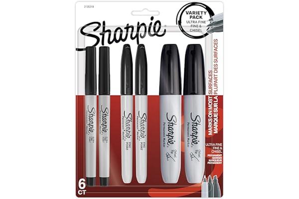 
   Best Selling Permanent Markers & Marker Pens
   - SHARPIE Permanent Markers Variety Pack, Featuring Fine, Ultra-Fine, and Chisel-Point Markers, Black, 6 Count