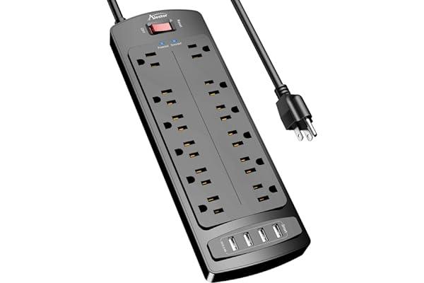 
   Best Selling Power Strips
   - Power Strip, ALESTOR Surge Protector with 12 Outlets and 4 USB Ports, 6 Feet Extension Cord (1875W/15A), 2700 Joules, ETL Listed, Black