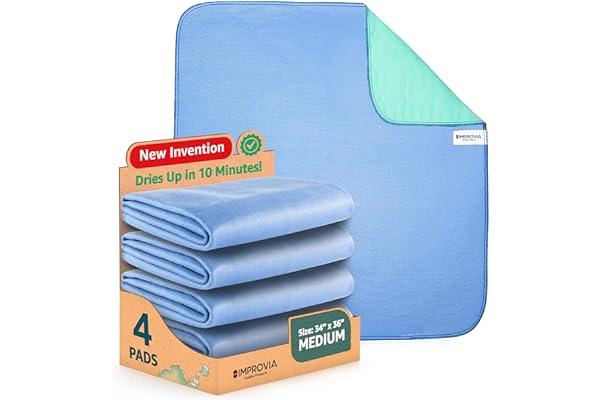 
   Best Selling Climate Pledge Friendly: Health and Household
   - IMPROVIA® Washable Underpads, 34" x 36" (Pack of 4) - Heavy Absorbency Reusable Bedwetting Incontinence Pads for Kids, Adults, Elderly, and Pets - Waterproof Protective Pad for Bed, Couch, Sofa, Floor