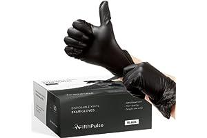 Professional Medical Surgical Gloves - FifthPulse Black Vinyl Disposable Gloves Large 50 Pack - Latex Free, Powder Free Medical Exam Gloves - Surgical, Home, Cleaning, and Food Gloves - 3 Mil Thickness