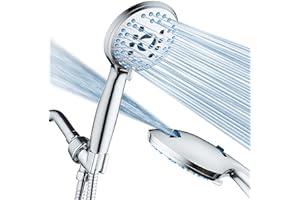 Handheld Showerheads - AquaCare High Pressure 8-mode Handheld Shower Head - Anti-clog Nozzles, Built-in Power Wash to Clean Tub, Tile & Pets, Extra Long 6 ft. Stainless Steel Hose, Wall & Overhead Brackets