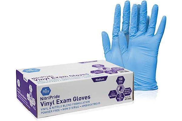 
   Best Selling Medical Exam Gloves
   - Med PRIDE NitriPride Nitrile-Vinyl Blend Exam Gloves, Medium 100 - Powder Free, Latex Free & Rubber Free - Single Use Non-Sterile Protective Gloves for Medical Use, Cooking, Cleaning & More