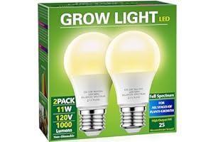 Plant Growing Light Bulbs - Briignite LED Grow Lights, Full Spectrum A19 Bulbs, E26 Base, 11W Equivalent to 100W, For Indoor Plants, Seed Starting, 2 Pack