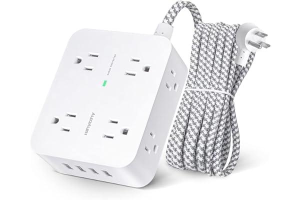 
   Best Selling Power Strips
   - Surge Protector Power Strip - 8 Widely Outlets with 4 USB Charging Ports, 3 Side Outlet Extender with 5Ft Braided Extension Cord, Flat Plug, Wall Mount, Desk USB Charging Station for Home Office ETL