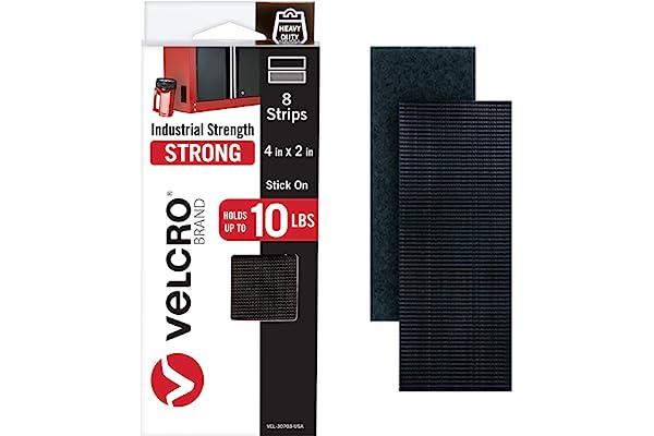 
   Best Selling Hook & Loop Strips
   - VELCRO Brand Heavy Duty Fasteners | 4x2 Inch Strips with Adhesive 8 Sets | Holds 10 lbs | Black Industrial Strength Stick On Tape | Indoor or Outdoor Use (VEL-30703-USA)