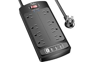 
   Best Selling Power Strips
   - Surge Protector Power Strip - Nuetsa Flat Plug Extension Cord with 8 Outlets and 4 USB Ports, 6 Feet Power Cord (1625W/13A), 2700 Joules, ETL Listed, Black