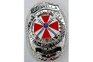 Entertainment Collectible Props - Umbrella Corporation Special Forces Unit - Movie Replica Police Prop Badge With Badge Holder and Chain