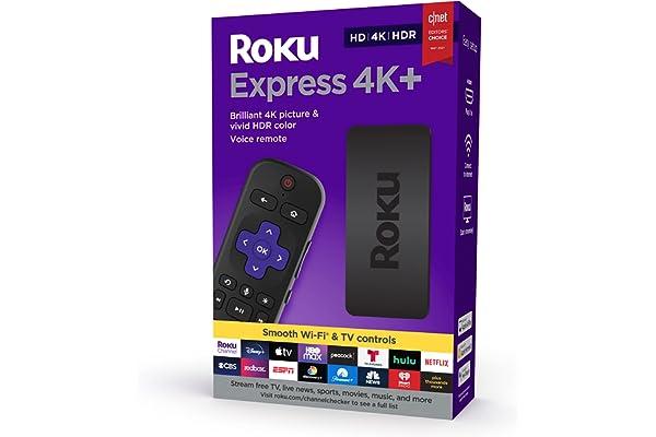 
   Best Selling Streaming Media Players
   - Roku Express 4K+ 2021 | Streaming Media Player HD/4K/HDR with Smooth Wireless Streaming and Roku Voice Remote with TV Controls, Includes Premium HDMI Cable, Black (Renewed)