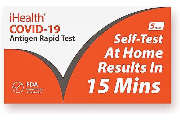 
   Best Selling Clinical Diagnostic Test Kits
   - iHealth COVID-19 Antigen Rapid Test, 1 Pack, 5 Tests Total, FDA EUA Authorized OTC at-Home Self Test, Results in 15 Minutes with Non-invasive Nasal Swab, Easy to Use & No Discomfort