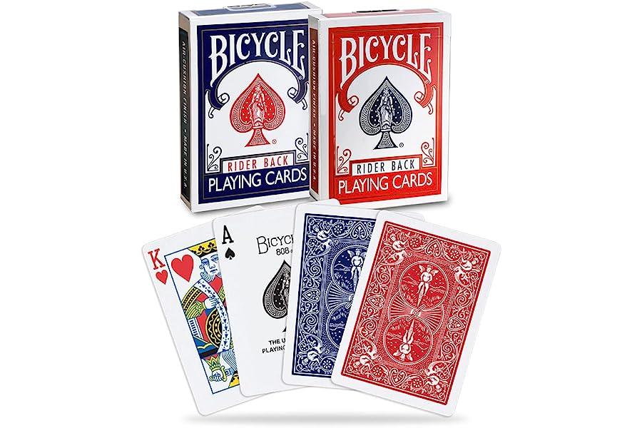 Standard Playing Card Decks - Bicycle Standard Rider Back Playing Cards, 2 Decks of Playing Cards, Red and Blue