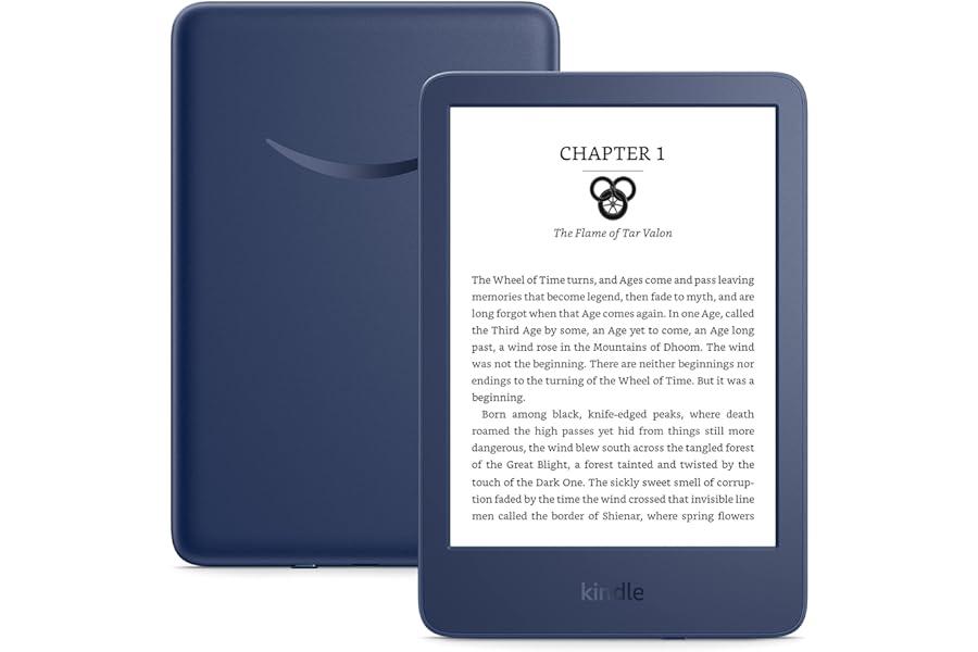 Kindle E-readers - Kindle – The lightest and most compact Kindle, now with a 6” 300 ppi high-resolution display, and 2x the storage – Denim