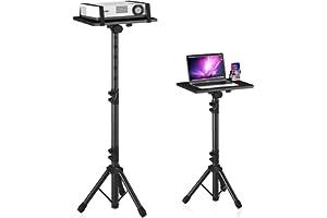 DJ Racks & Stands - DECOSIS Projector Stand Tripod From 23.5" to 46.5", Laptop Tripod Stand Height Adjustable with Gooseneck Phone Holder, Laptop Floor Stand for Office, Home, Stage, Studio, DJ Racks Holder Mount