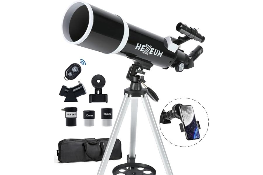 Telescope Reflectors - Telescope for Adults & Beginner Astronomers - 80mm Aperture 600mm Fully Multi-Coated High Transmission Coatings with AZ Mount Tripod Phone Adapter, Carrying Bag, Wireless Control.