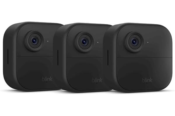 Bullet Surveillance Cameras - All-new Blink Outdoor 4 (4th Gen) – Wire-free smart security camera, two-year battery life, two-way audio, HD live view, enhanced motion detection, Works with Alexa – 3 camera system