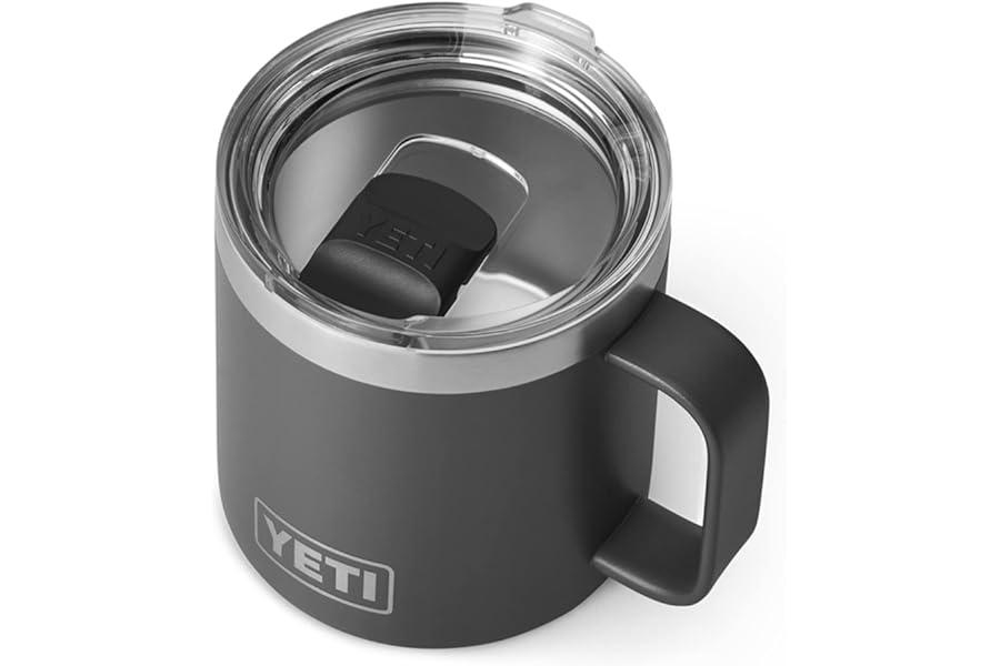 Camping Cups & Mugs - YETI Rambler 14 oz Mug, Vacuum Insulated, Stainless Steel with MagSlider Lid, Charcoal