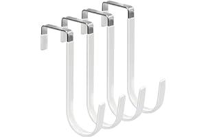 Over Door Hooks - FYY Over the Door Hooks, 4 Pack Hangers Hooks with Rubber Prevent Scratches Heavy Duty Organizer for Living Room, Bathroom, Bedroom, Kitchen Hanging Clothes, Towels, Hats, Coats, Bags White