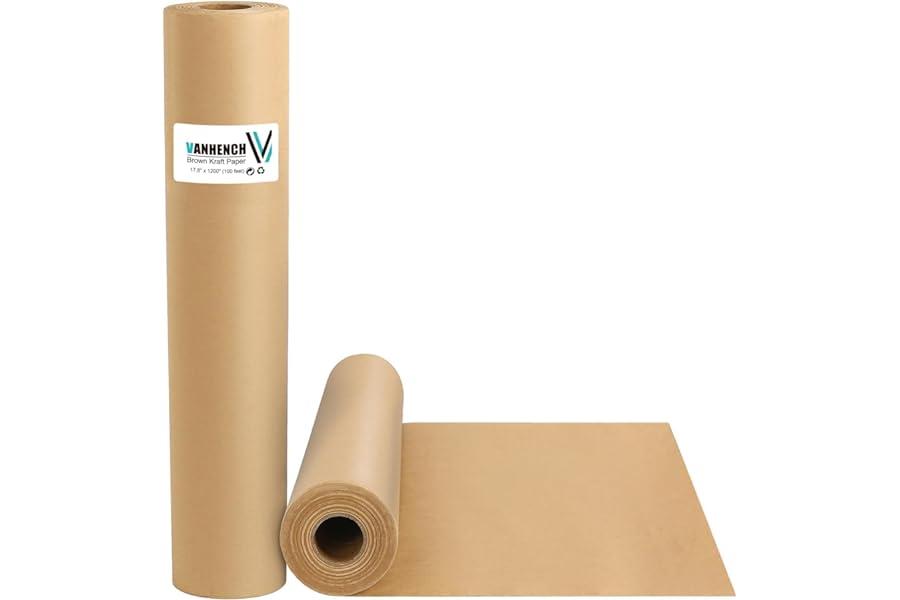 Kraft Paper - Vanhench Brown Wrapping Paper, Craft Paper, Kraft Paper Roll 17.8"x 1200"(100