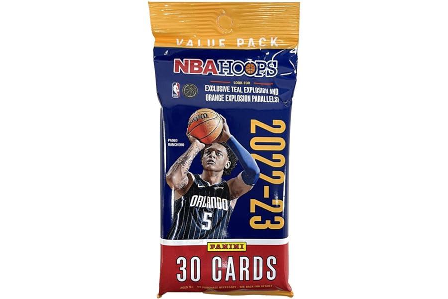 Sports Collectible Trading Card Packs - 2022-23 Panini NBA Hoops Basketball Factory Sealed Jumbo Value Fat Pack (30 NBA Trading Cards) Look forTeal & Orange Explosion Parallels