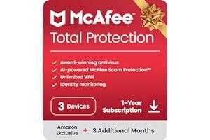 Mac Software - McAfee Total Protection 2024 Ready | 3 Devices | 15 Month Subscription | Cybersecurity software includes Antivirus, Secure VPN, Password Manager, Dark Web Monitoring | Amazon Exclusive | Download