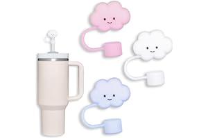 Drinking Straw Dispensers - 3 Pack Compatible with Stanley 30&40 Oz Tumbler, 10mm Cloud Shape Straw Covers Cover, Cute Silicone Cloud Straw Covers, Straw Protectors, Soft Silicone Cloud Shape Straw Lid for 10mm Straws