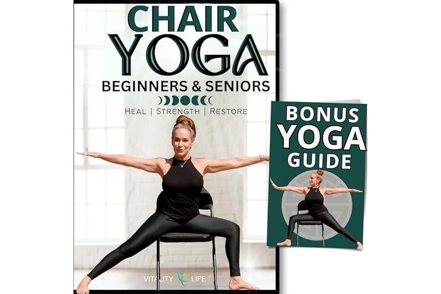 DVD - CHAIR YOGA FOR SENIORS DVD + Poster + Bonus Yoga DVD. Strength- Energize- Healing- Relieve Stress. Chair yoga DVD for beginners. Yoga chair exercises for seniors DVD. Yoga videos for beginners DVD.