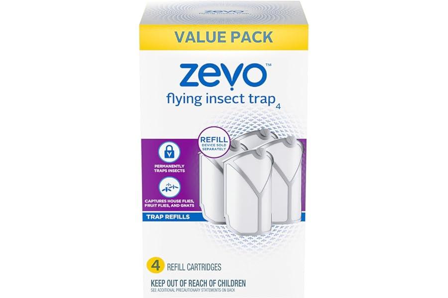 Pest Control Traps - Zevo Flying Insect Trap, Fly Trap Refill Cartridges (4 Total Refill Cartridges)