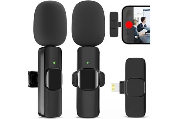 Wireless Lavalier Microphones & Systems - JUDKIOM 2 Pack Wireless Microphones for iPhone iPad, Professional Mics for Video Recording Interview Conference Podcast Vlog YouTube TikTok