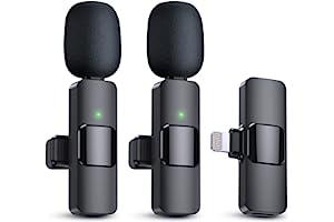 Wireless Lavalier Microphones & Systems - PQRQP 2 Pack Wireless Lavalier Microphones for iPhone, iPad - Crystal Clear Sound Quality for Recording, Live Streaming, YouTube, Facebook, TikTok