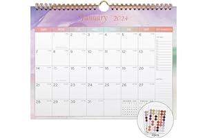 Wall Calendars (Office Products) - Lbylyhxc 2024 Calendar - From Now to December 2024-18 Monthly Wall Calendar 2023-2024, 11 x 8.5 Inches.Thick Paper with Julian Dates and Block for New Year and Christmas Gifts (Colorful)