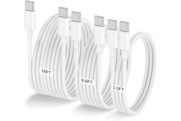 MIDI Cables - 3-Pack [3.3FT+6.6FT+10FT] 60W USB C to USB C Cable, Type C to Type C Cable,Fast Charging Cable Compatible with iPhone 15/Plus/15 Pro/Pro Max，Samsung Galaxy S23 S22, iPad Pro, MacBook Air and More