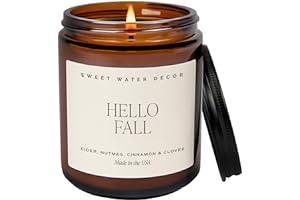 
   Best Selling Candles
   - Sweet Water Decor Hello Fall Soy Candle | Hot Cider, Cinnamon, Cloves, Apple, and Nutmeg Scented Candles for Home | 9oz Amber Jar + Black Lid, 40+ Hour Burn Time, Made in the USA