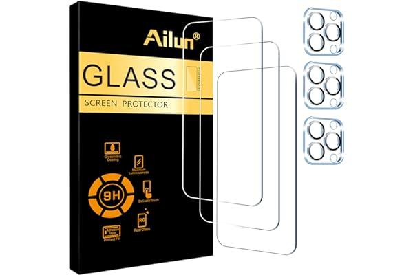 
   Best Selling Cell Phone Screen Protectors
   - Ailun 3 Pack Screen Protector for iPhone 15 Pro Max [6.7 inch] + 3 Pack Camera Lens Protector with Installation Frame,Sensor Protection,Dynamic Island Compatible,Case Friendly Tempered Glass Film