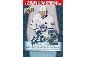 Sports Collectible Trading Card Boxes - 2023 2024 Upper Deck M V P Hockey Series Unopened Blaster Box of 15 Packs with Chance for Rookies Plus #1 Draft Picks Cards and Blaster Exclusive Gold Scripts