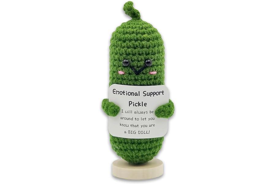 Musical Boxes & Figurines - Mini Funny Emotional Support Pickle, 3 inch Interesting Knitted Wool, Cheer Up Gifts for Friends Halloween Christmas Decoration Encouragement (Pickle)