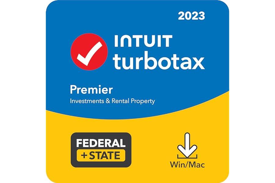 Tax Preparation - TurboTax Premier 2023 Tax Software, Federal & State Tax Return [Amazon Exclusive] [PC/Mac Download]