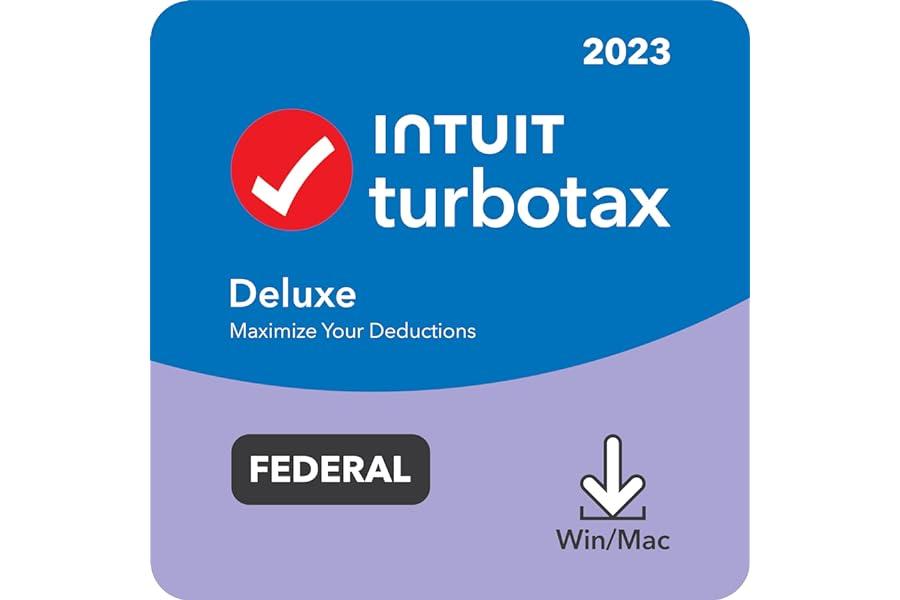 Tax Preparation - TurboTax Deluxe 2023 Tax Software, Federal Tax Return [Amazon Exclusive] [PC/Mac Download]