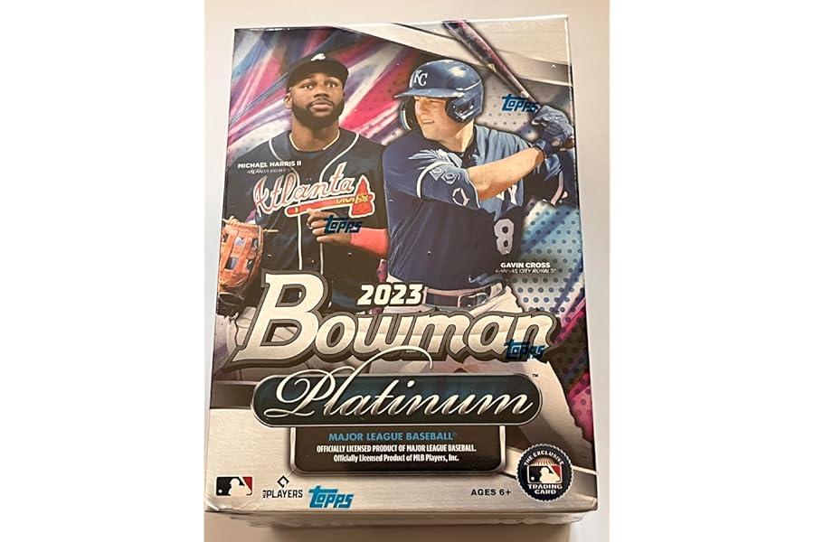 Sports Collectible Trading Card Boxes - 2023 Bowman Platinum Major League Baseball 4 exclusive Ice Foil Parallel Cards inside, 32 cards total Blaster box.