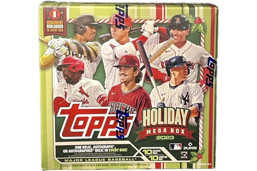 Sports Collectible Trading Card Boxes - 2023 Topps Holiday Baseball Trading Card Mega Box (100 Cards)