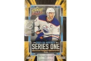 Sports Collectible Trading Card Boxes - 2023 2024 Upper Deck Series One Hockey Unopened Blaster Box of Packs with a Young Guns Rookie Card and Green Dazzler Card Plus