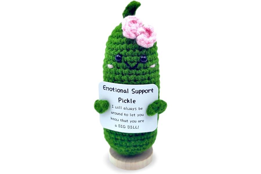 Musical Boxes & Figurines - Handmade Mini Funny Positive Emotional Support Pickle, Cute Stuff Funny Knitted Wool Handwoven Ornaments Christmas Crochet Gifts Under 10 Dollars for Woman Coworkers Friend Family 4.27inch (style-4)